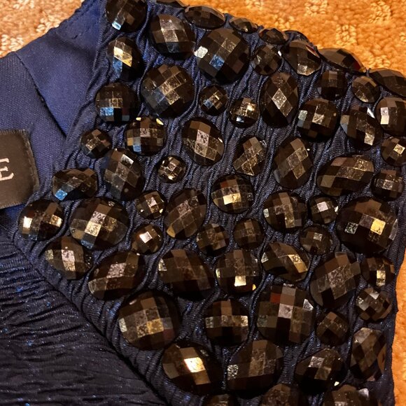 Xscape Navy Black Cocktail Fitted Knee Length Formal Dress SZ 8 Wedding Party - Picture 13 of 15